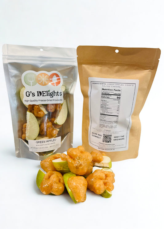 Freeze-Dried Green Apple Wedges w/ Coop’s Salted Caramel
